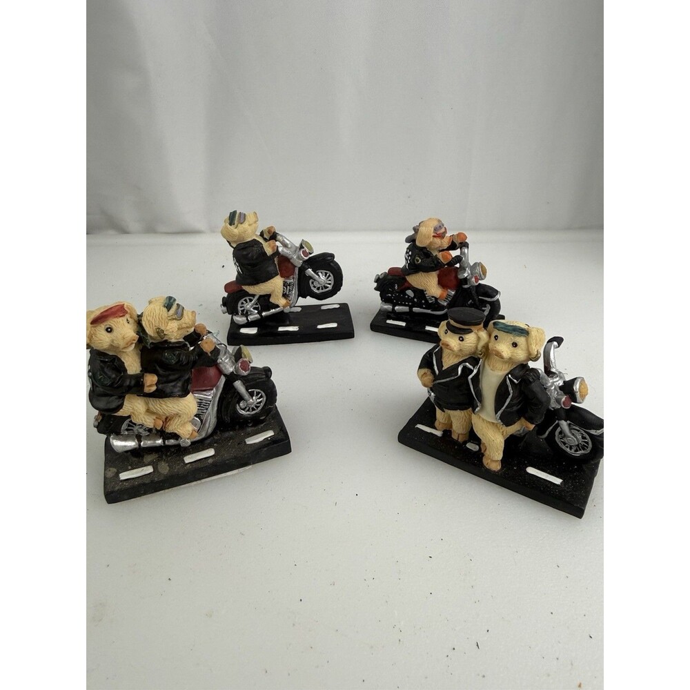 Collectable Hogs on a Hog Riding on Harley Style Motorcycle Lot Of 4